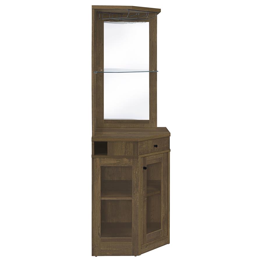 Alviso 1-drawer Corner Home Bar Wine Cabinet Rustic Oak