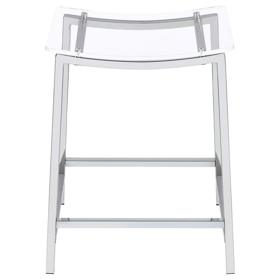 Jovani Acrylic Backless Counter Stool Chrome (Set of 2)