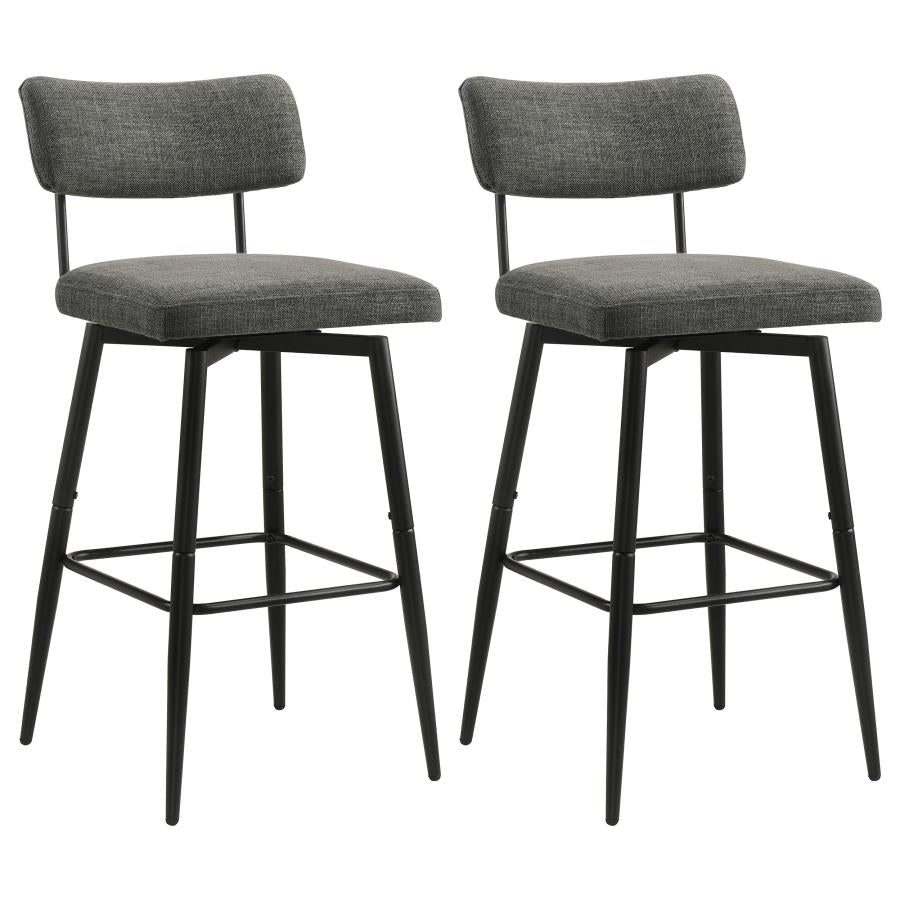Levine Fabric Upholstered Swivel Bar Chair Grey (Set of 2)