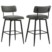 Levine Fabric Upholstered Swivel Bar Chair Black Grey (Set of 2)