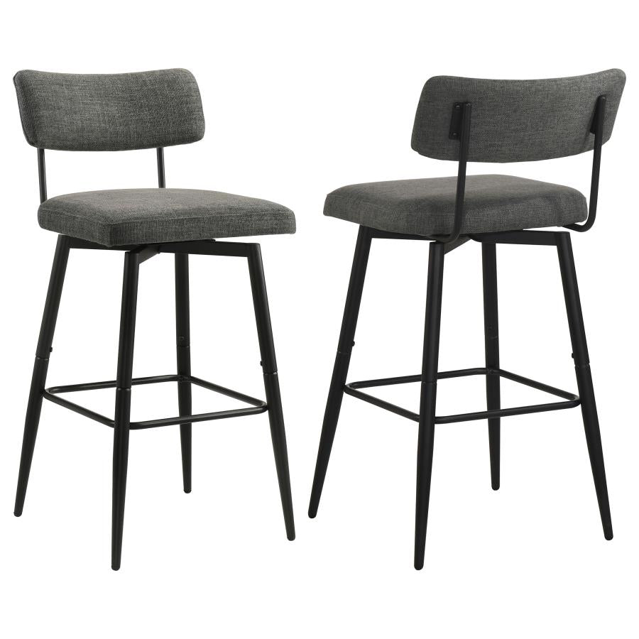 Levine Fabric Upholstered Swivel Bar Chair Black Grey (Set of 2)