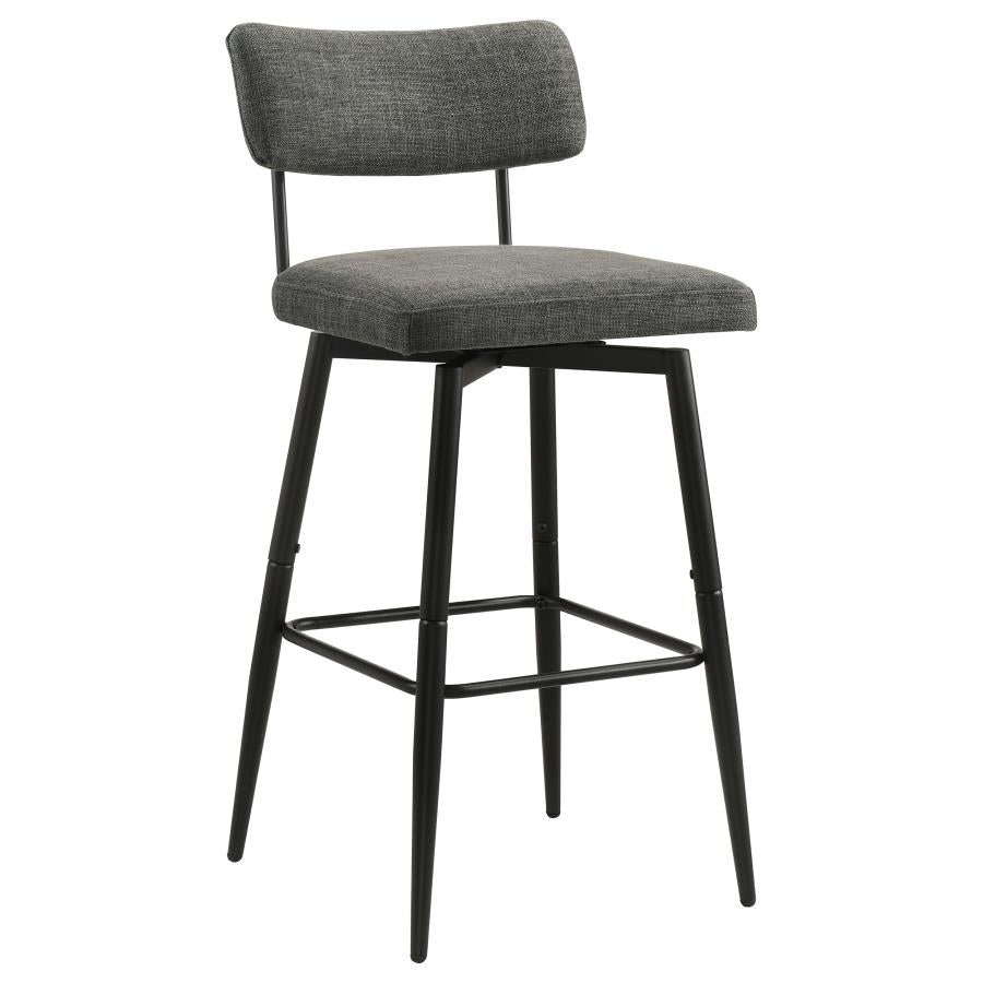 Levine Fabric Upholstered Swivel Bar Chair Black Grey (Set of 2)