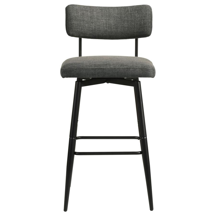Levine Fabric Upholstered Swivel Bar Chair Black Grey (Set of 2)