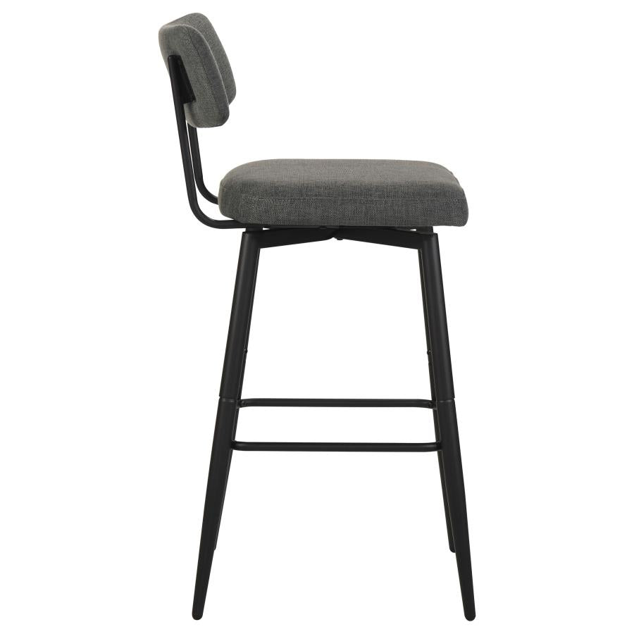 Levine Fabric Upholstered Swivel Bar Chair Black Grey (Set of 2)