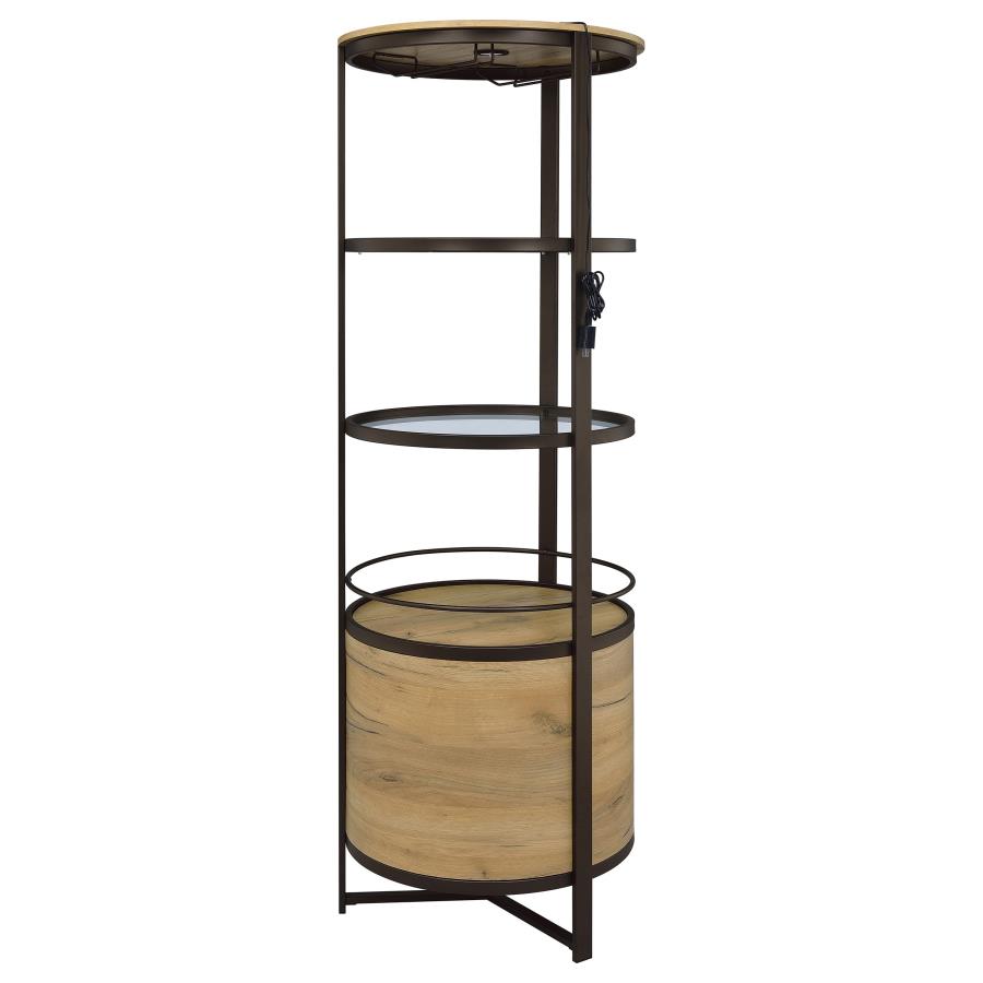 Ritter Round LED Bar Wine Storage Cabinet Rustic Oak