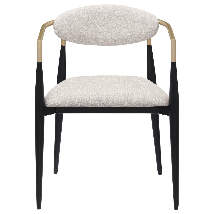 Bradbury Fabric Upholstered Dining Arm Chair Beige (Set of 2)