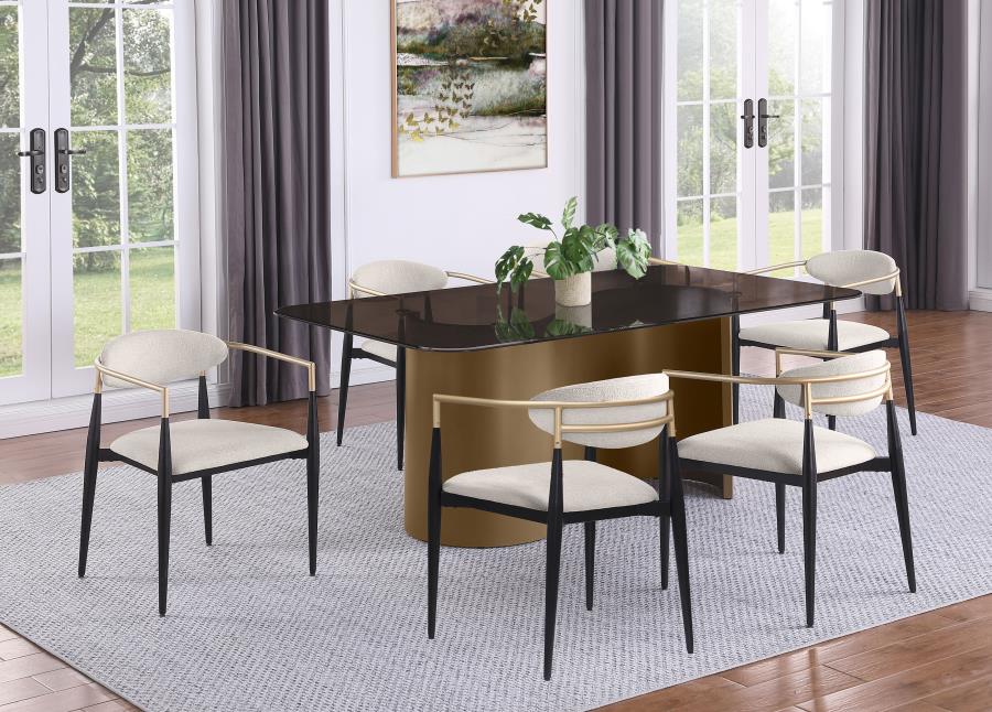 Bradbury Fabric Upholstered Dining Arm Chair Beige (Set of 2)