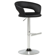 Travia Adjustable Faux Leather Swivel Bar Stool Black and Chrome