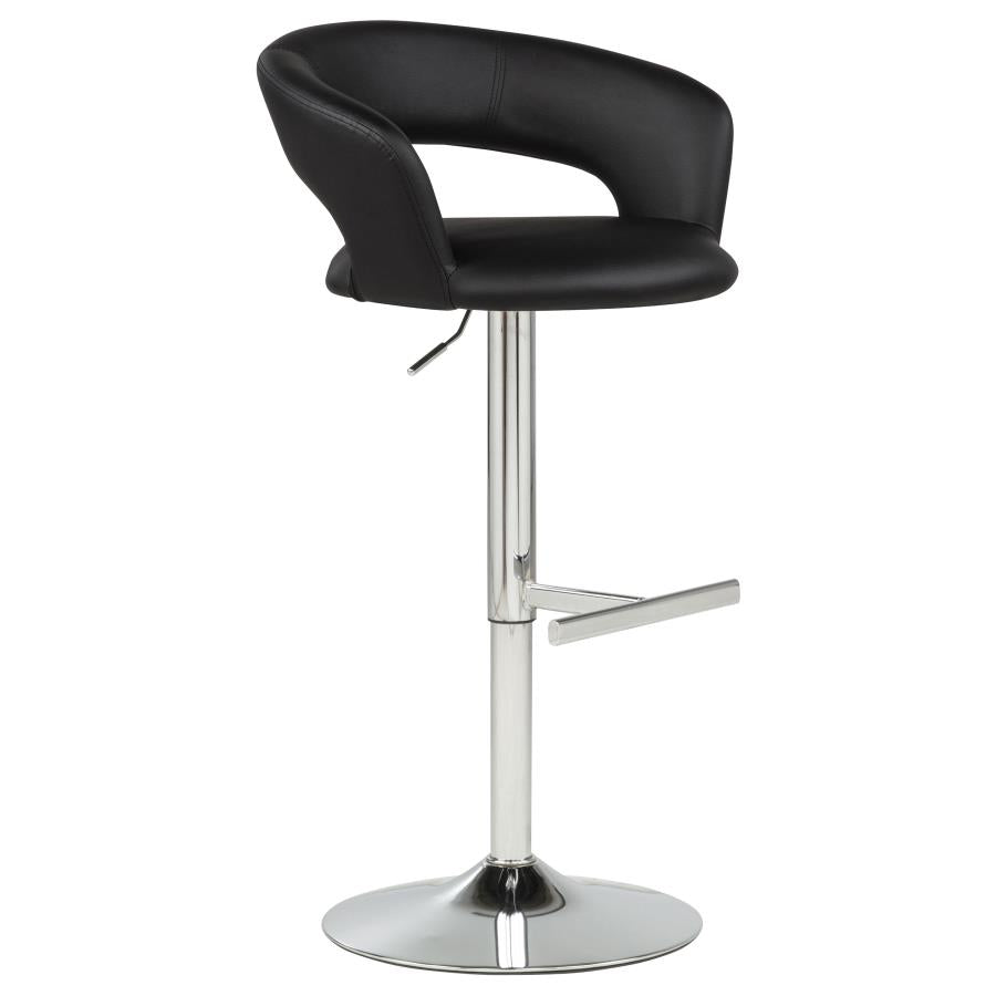 Travia Adjustable Faux Leather Swivel Bar Stool Black and Chrome