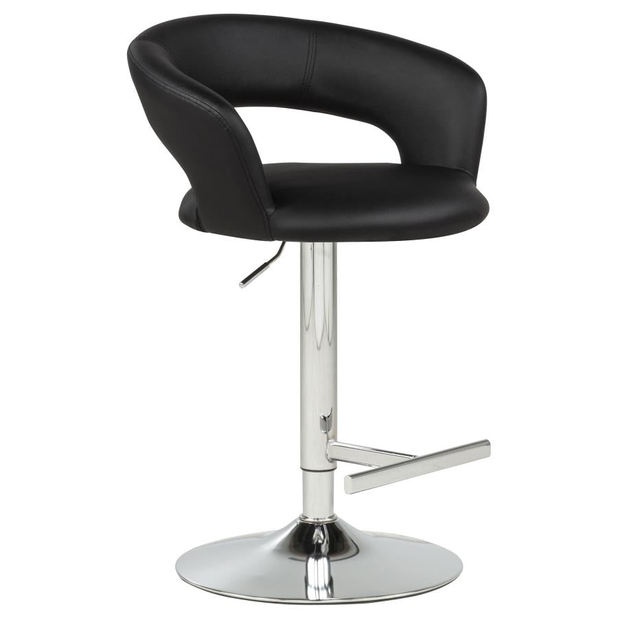 Travia Adjustable Faux Leather Swivel Bar Stool Black and Chrome