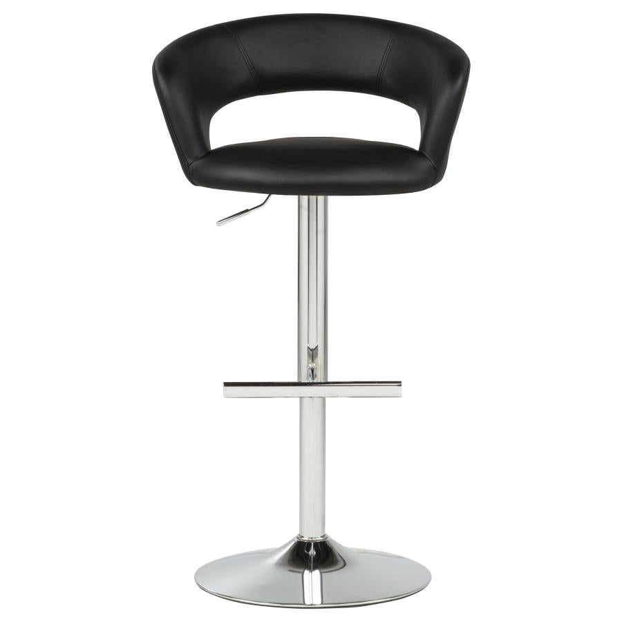 Travia Adjustable Faux Leather Swivel Bar Stool Black and Chrome
