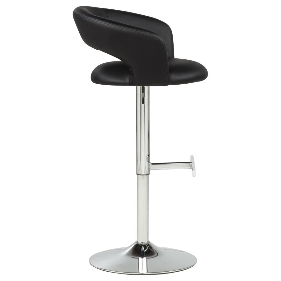 Travia Adjustable Faux Leather Swivel Bar Stool Black and Chrome