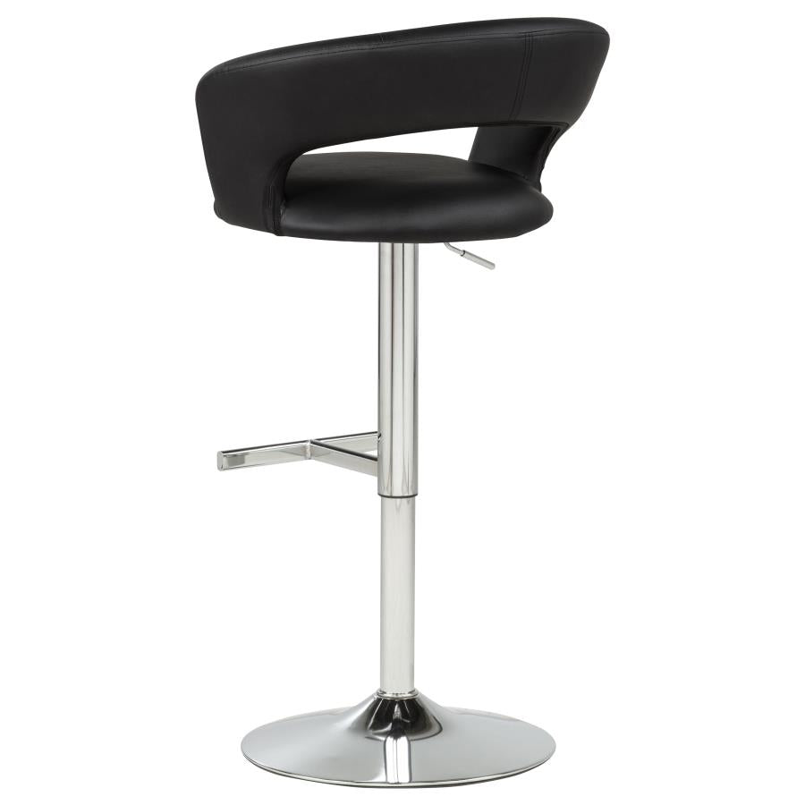 Travia Adjustable Faux Leather Swivel Bar Stool Black and Chrome