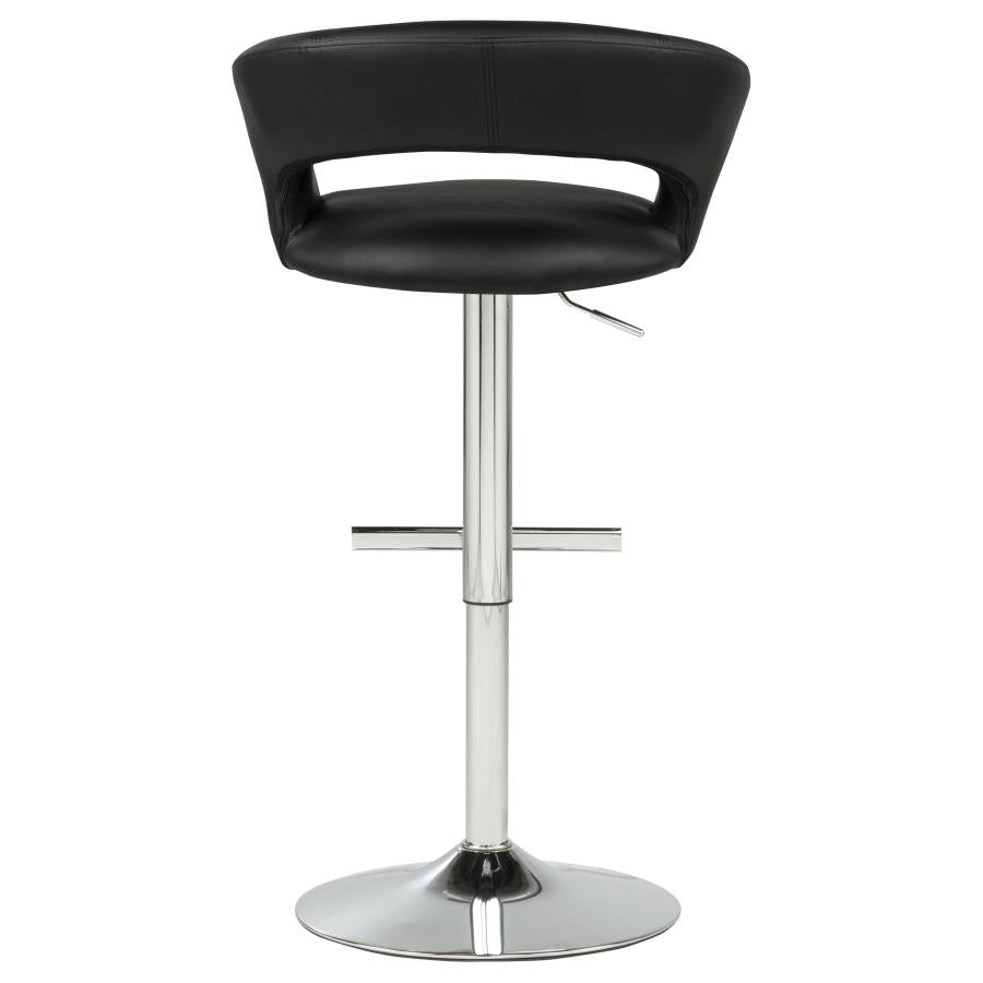 Travia Adjustable Faux Leather Swivel Bar Stool Black and Chrome