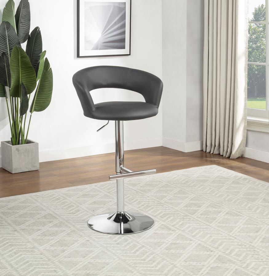 Travia Adjustable Faux Leather Swivel Bar Stool Grey and Chrome