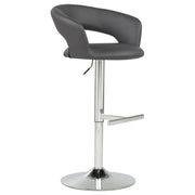 Travia Adjustable Faux Leather Swivel Bar Stool Grey and Chrome