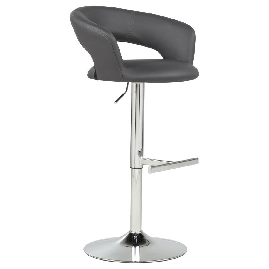 Travia Adjustable Faux Leather Swivel Bar Stool Grey and Chrome