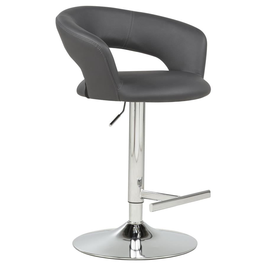 Travia Adjustable Faux Leather Swivel Bar Stool Grey and Chrome