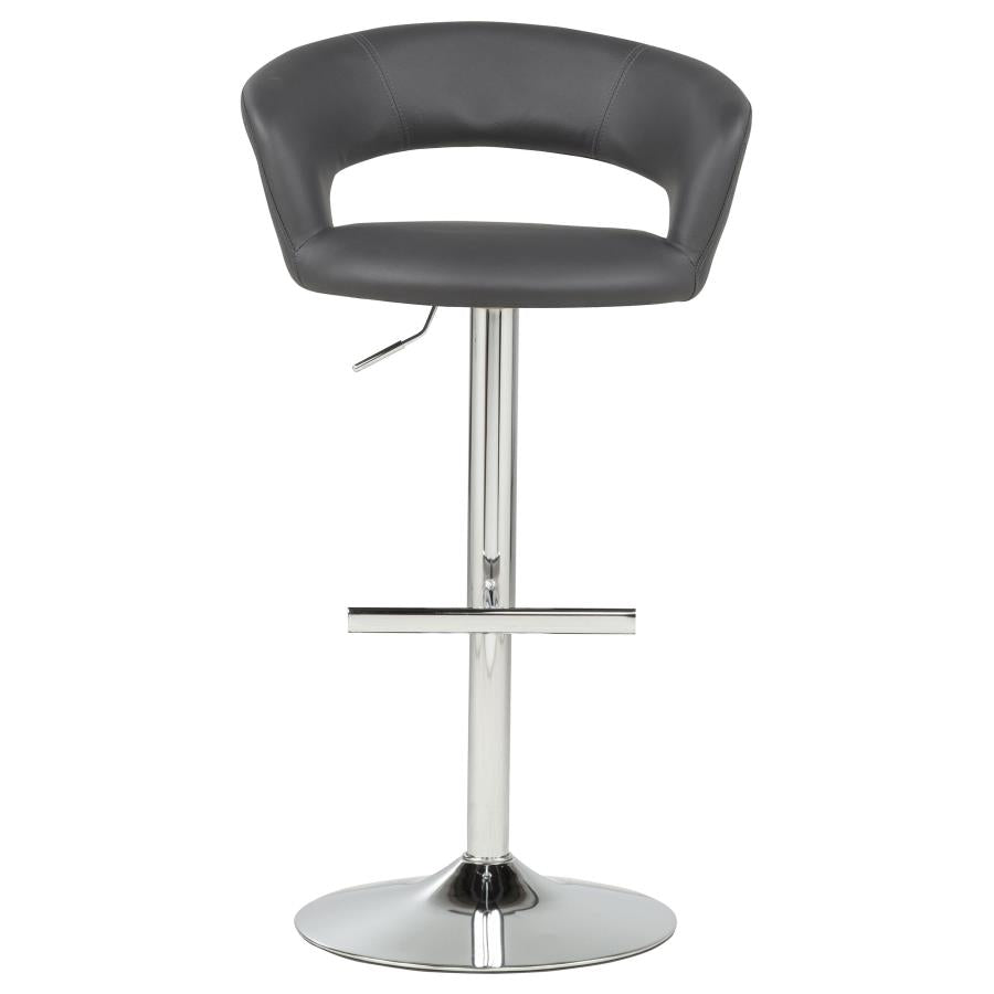 Travia Adjustable Faux Leather Swivel Bar Stool Grey and Chrome