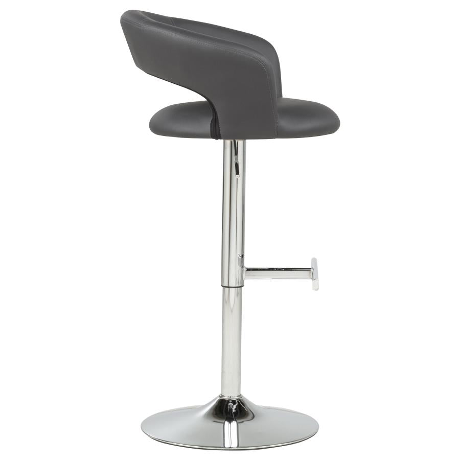 Travia Adjustable Faux Leather Swivel Bar Stool Grey and Chrome