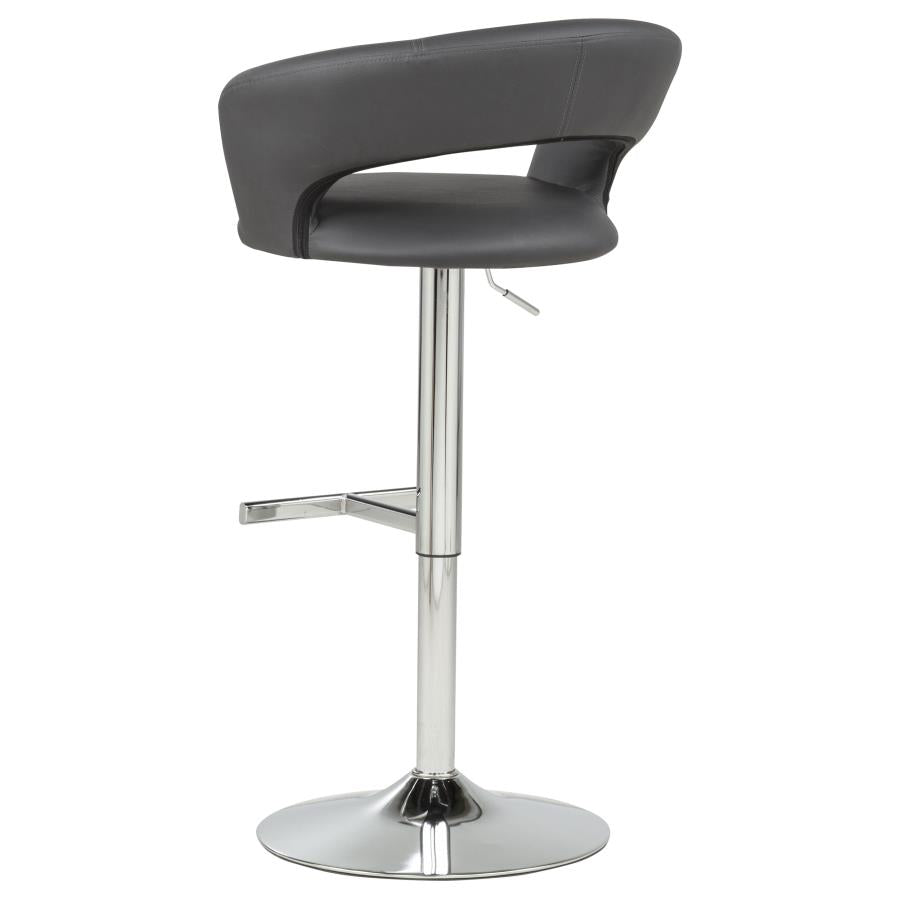 Travia Adjustable Faux Leather Swivel Bar Stool Grey and Chrome