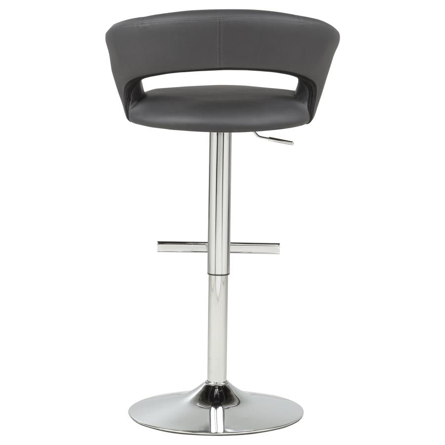 Travia Adjustable Faux Leather Swivel Bar Stool Grey and Chrome