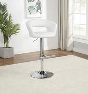 Travia Adjustable Leatherette Swivel Bar Stool White and Chrome