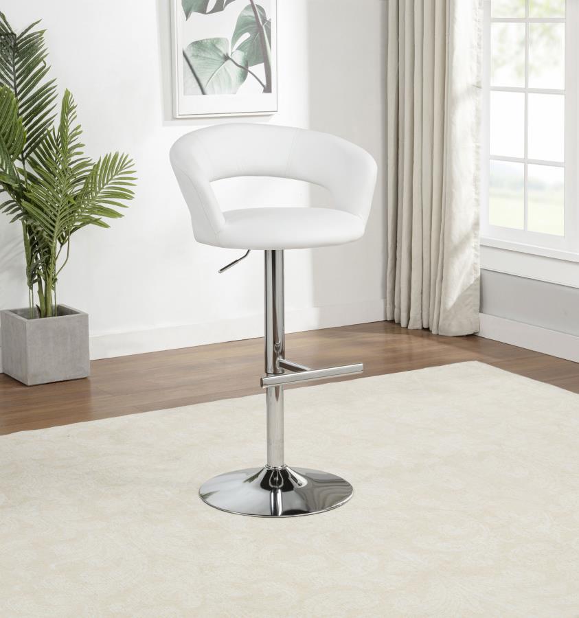 Travia Adjustable Faux Leather Swivel Bar Stool White and Chrome