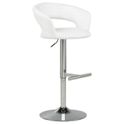 Travia Adjustable Faux Leather Swivel Bar Stool White and Chrome