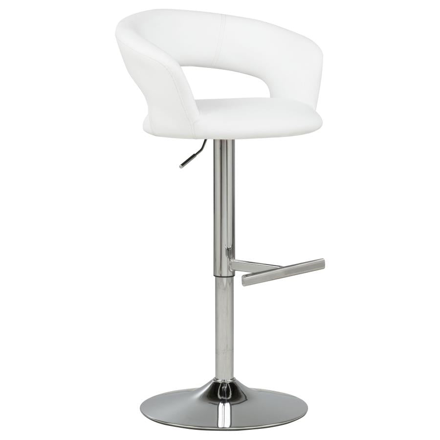 Travia Adjustable Faux Leather Swivel Bar Stool White and Chrome