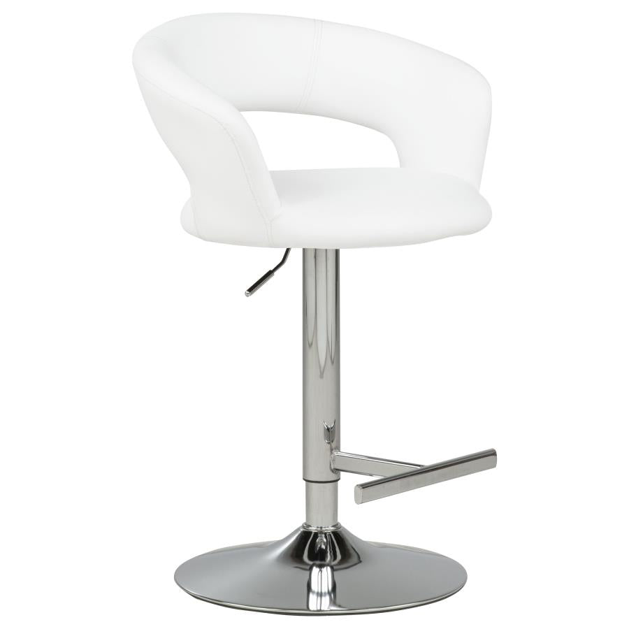 Travia Adjustable Faux Leather Swivel Bar Stool White and Chrome