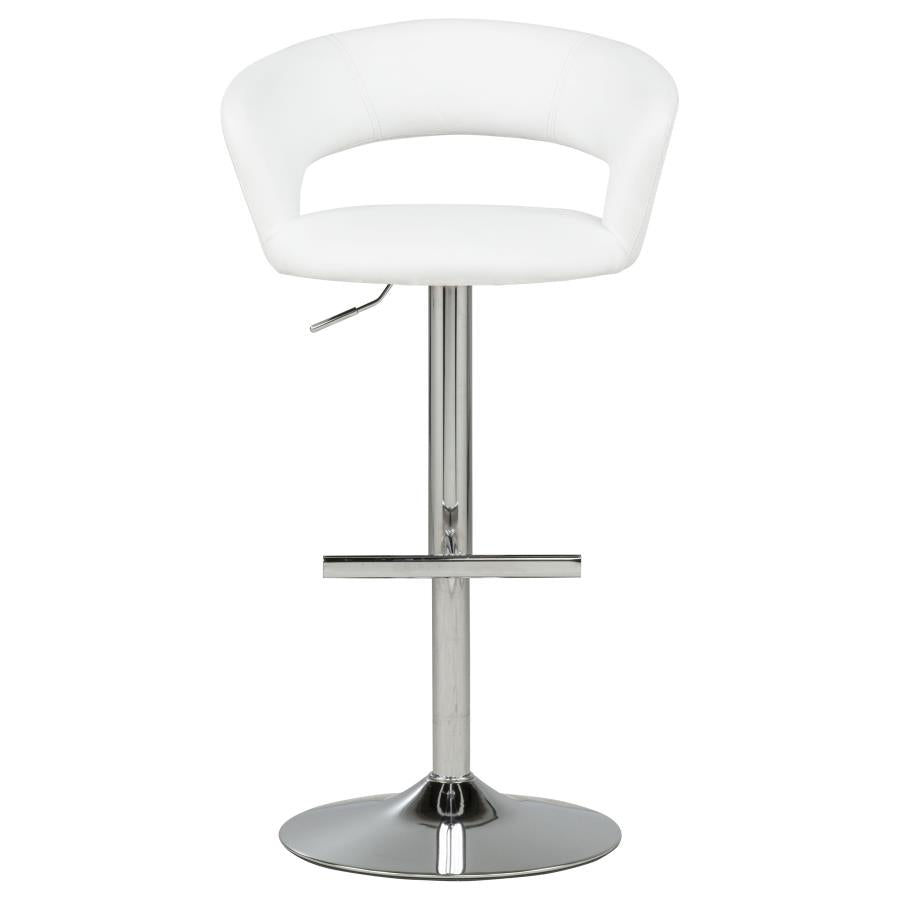 Travia Adjustable Faux Leather Swivel Bar Stool White and Chrome