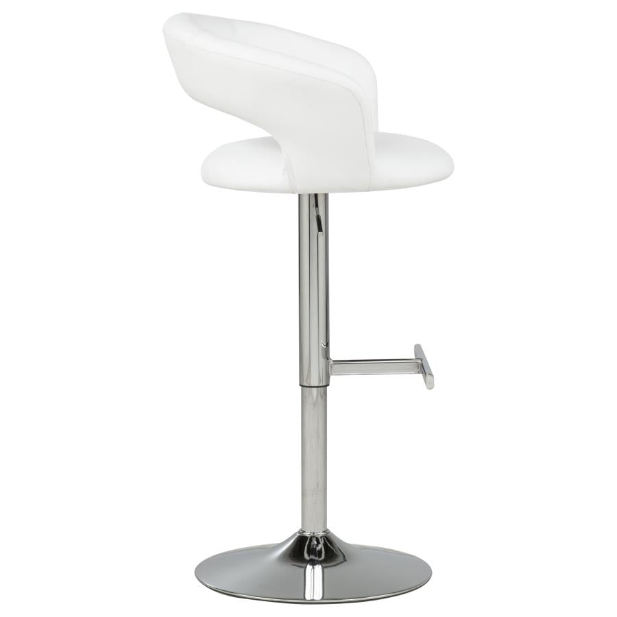 Travia Adjustable Faux Leather Swivel Bar Stool White and Chrome