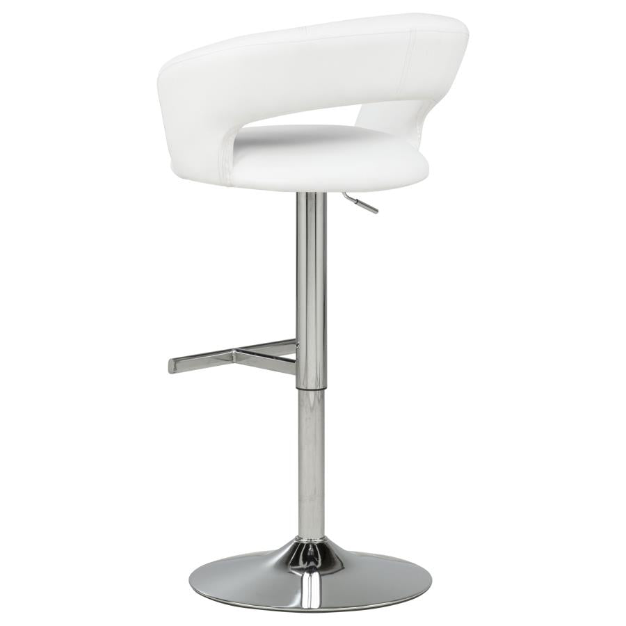 Travia Adjustable Faux Leather Swivel Bar Stool White and Chrome