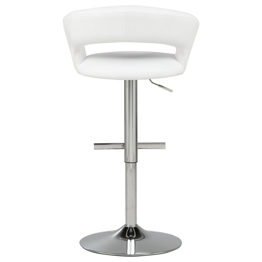 Travia Adjustable Faux Leather Swivel Bar Stool White and Chrome