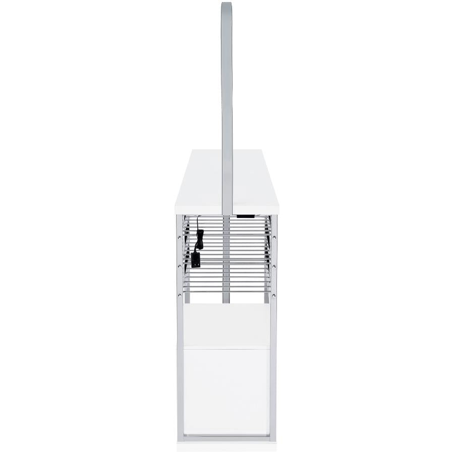 Risley 2-door Circular LED Wine Cabinet White High Gloss