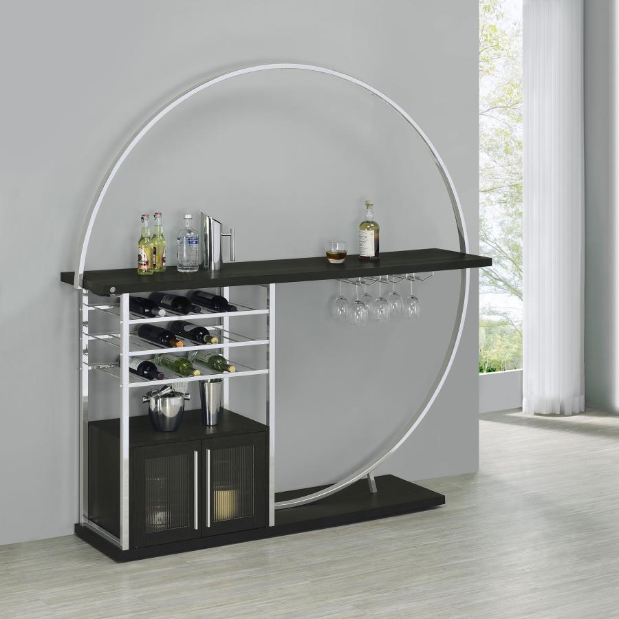 Risley 2-door Circular LED Wine Cabinet Dark Charcoal