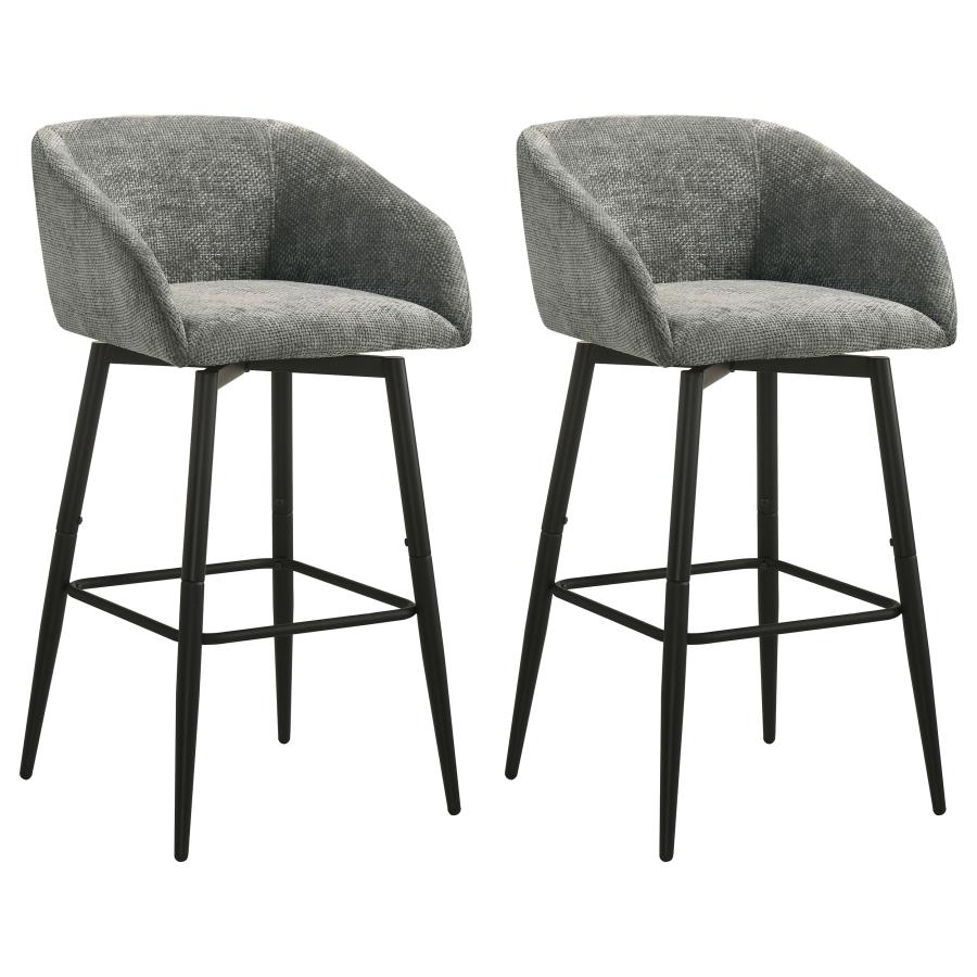 Rainer Fabric Upholstered Swivel Bar Chair Charcoal (Set of 2)