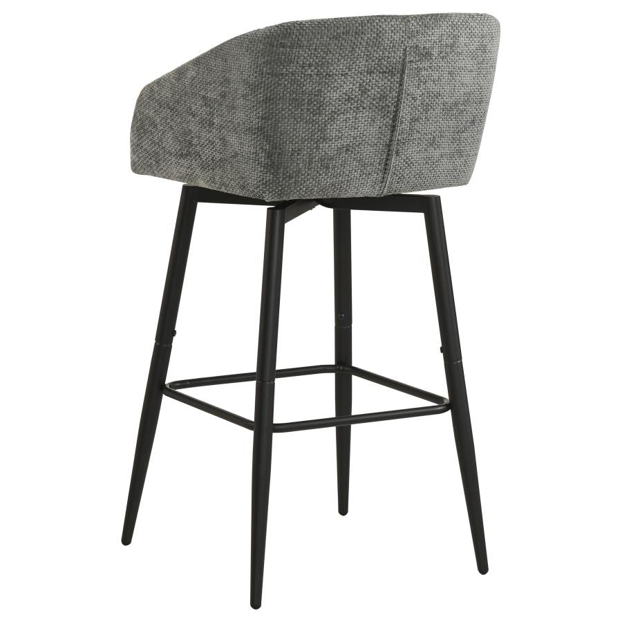 Rainer Fabric Upholstered Swivel Bar Chair Charcoal (Set of 2)