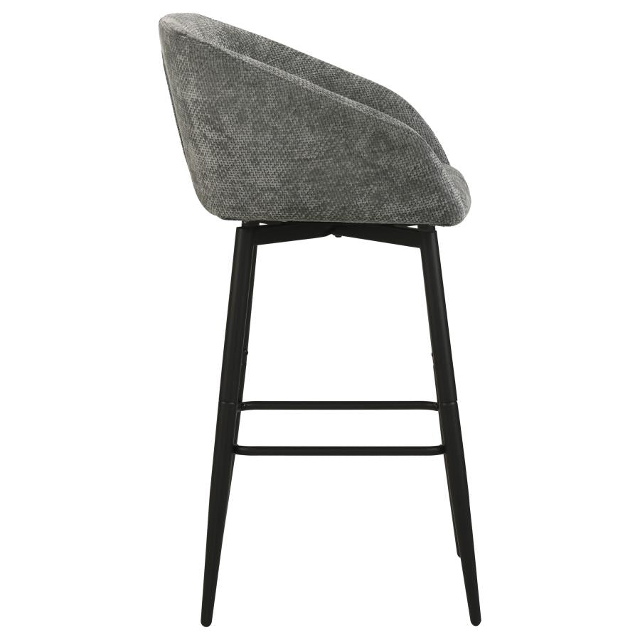 Rainer Fabric Upholstered Swivel Bar Chair Charcoal (Set of 2)