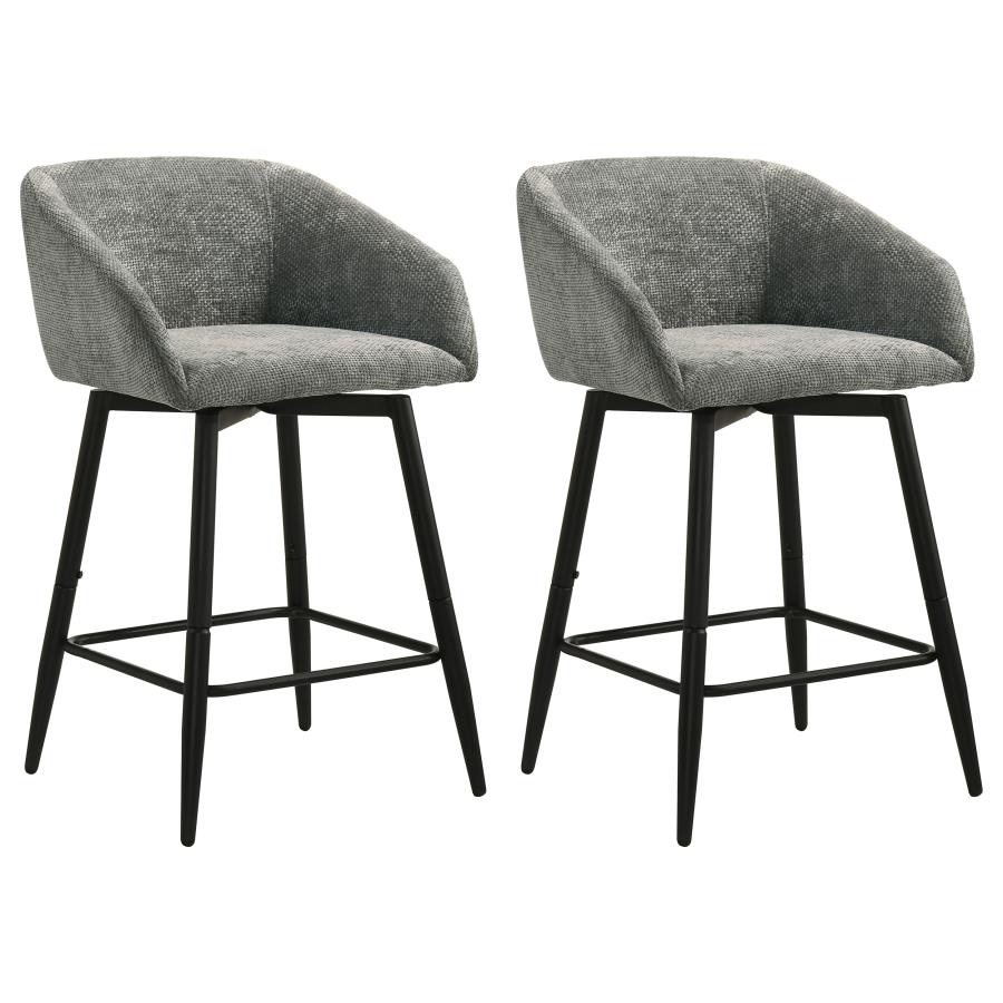 Rainer Fabric Upholstered Swivel Counter Height Chair Charcoal (Set of 2)