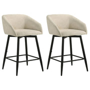 Rainer Fabric Upholstered Swivel Counter Height Chair Cream (Set of 2)