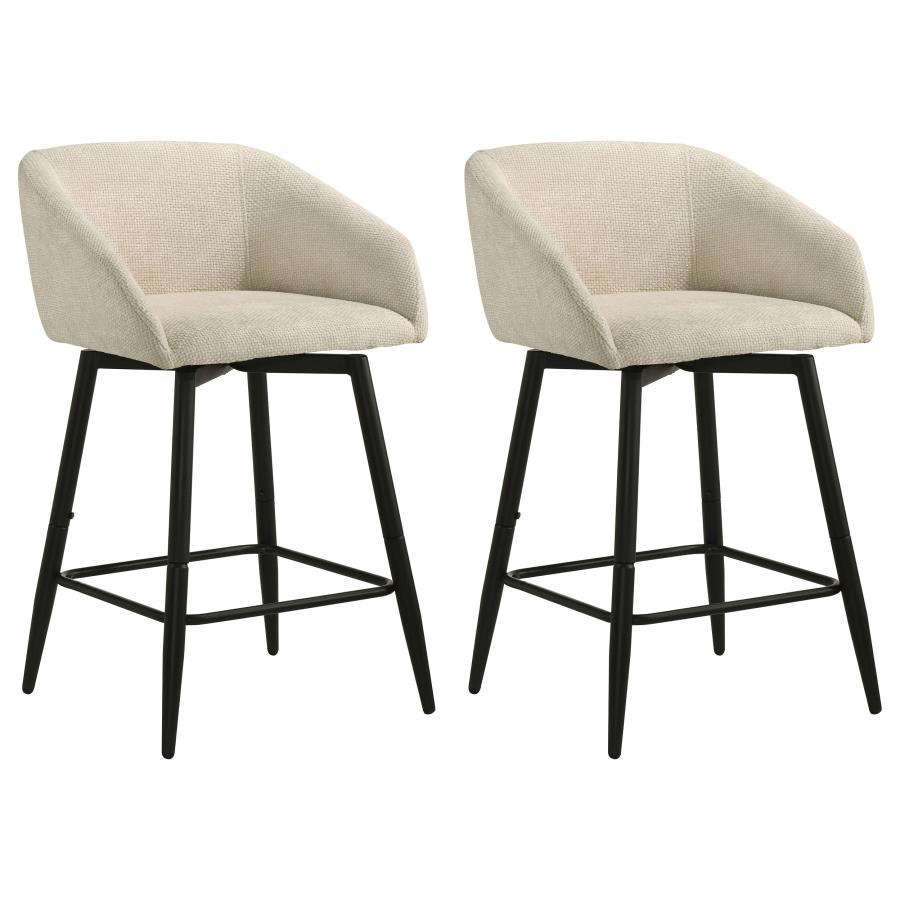 Rainer Fabric Upholstered Swivel Counter Height Chair Cream (Set of 2)