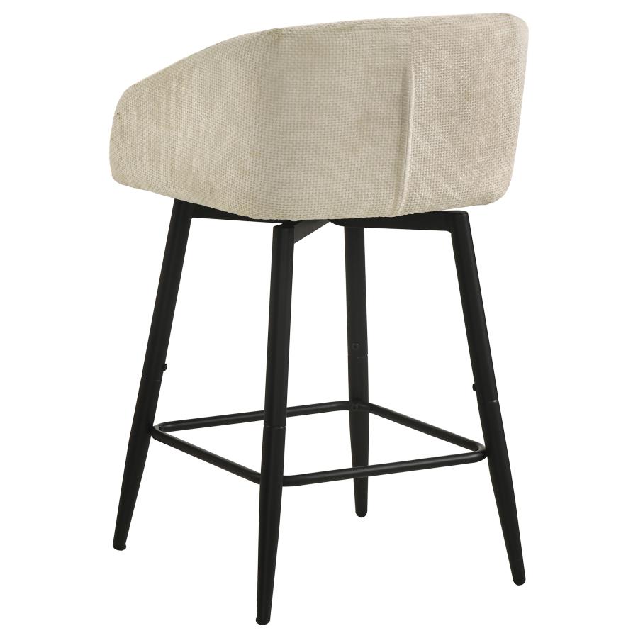 Rainer Fabric Upholstered Swivel Counter Height Chair Cream (Set of 2)