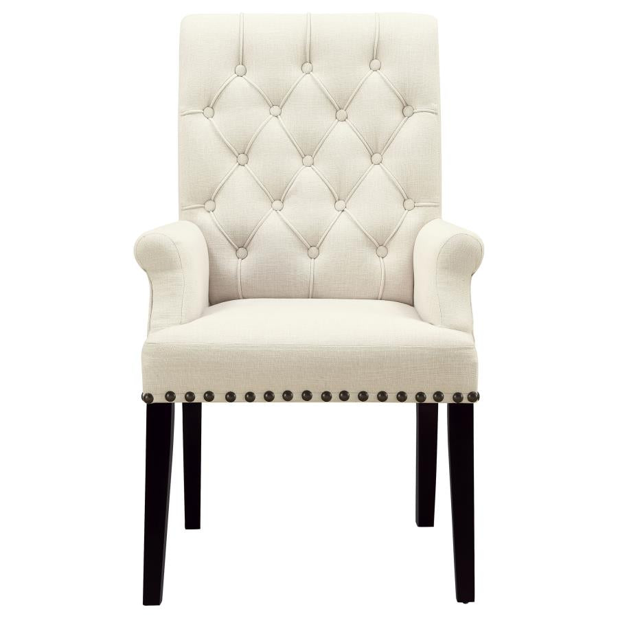 Alana Fabric Upholstered Dining Arm Chair Beige