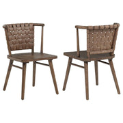 Tallis Woven Faux Leather Back Dining Side Chair Brown (Set of 2)