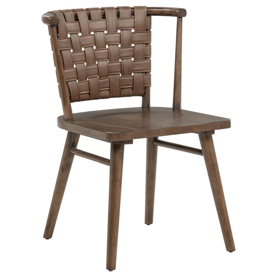 Tallis Woven Faux Leather Back Dining Side Chair Brown (Set of 2)
