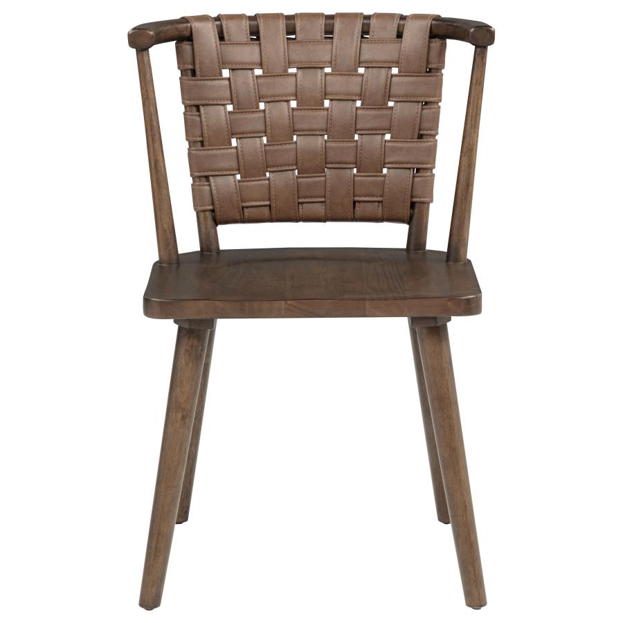 Tallis Woven Faux Leather Back Dining Side Chair Brown (Set of 2)