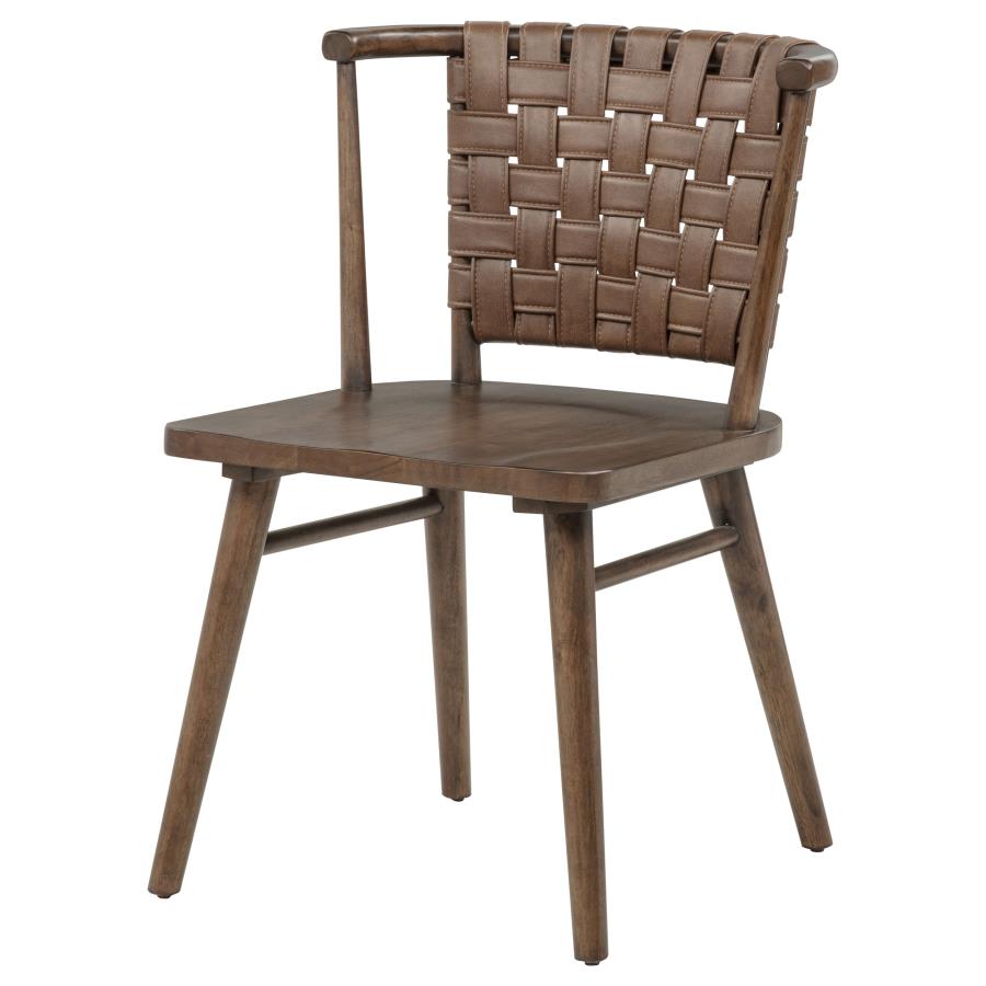 Tallis Woven Faux Leather Back Dining Side Chair Brown (Set of 2)