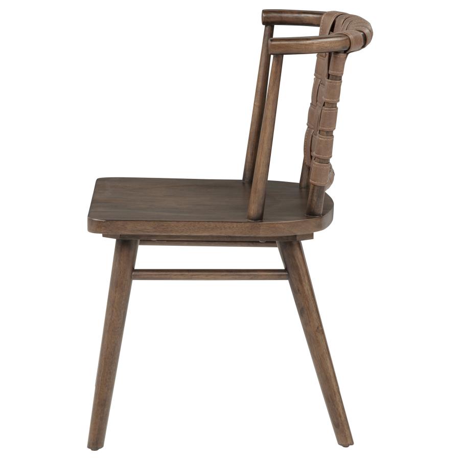 Tallis Woven Faux Leather Back Dining Side Chair Brown (Set of 2)
